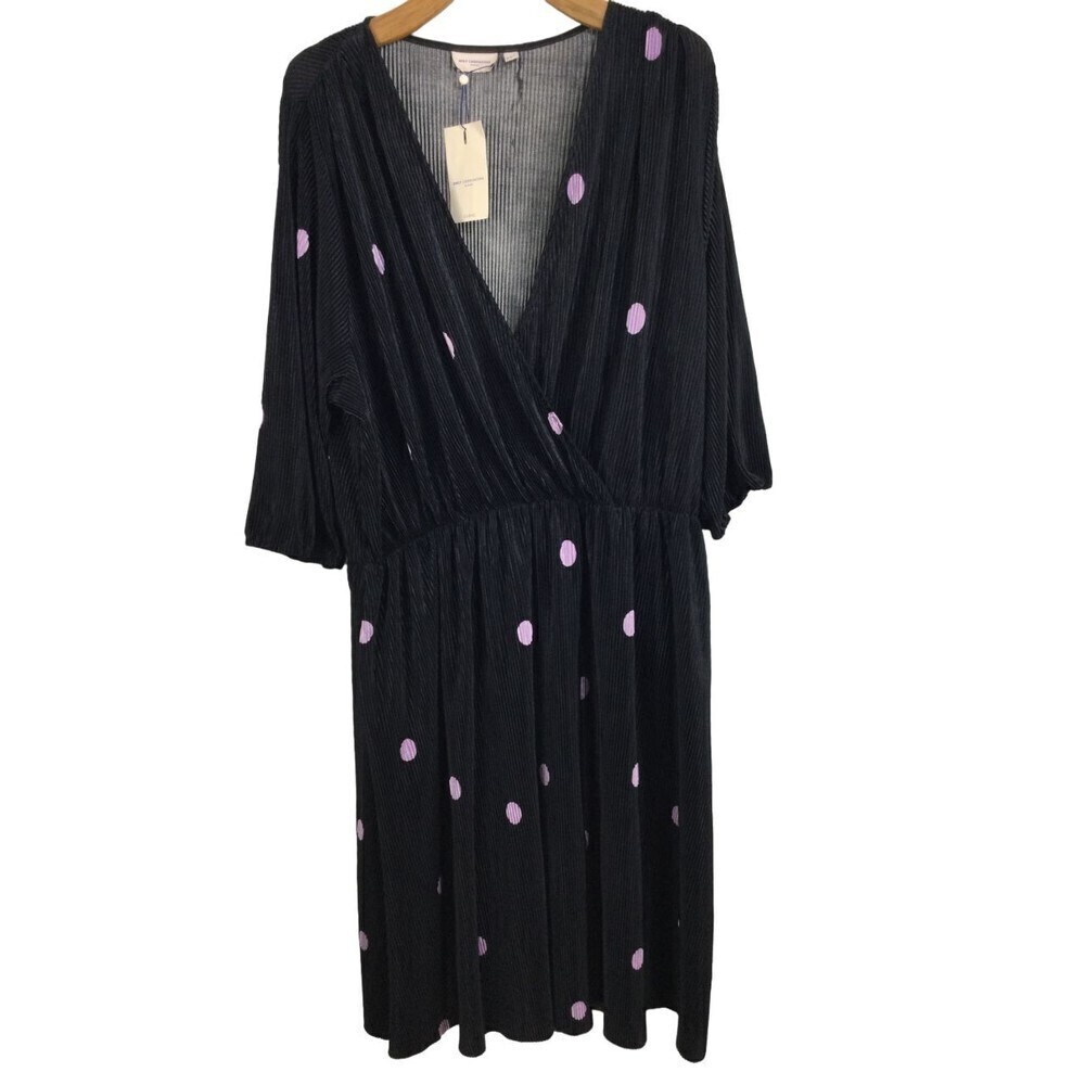 Only Carmakoma Curve Carlena 3/4 Sleeve Baloon Polka Dot Wrap Dress Gray 3X NWT